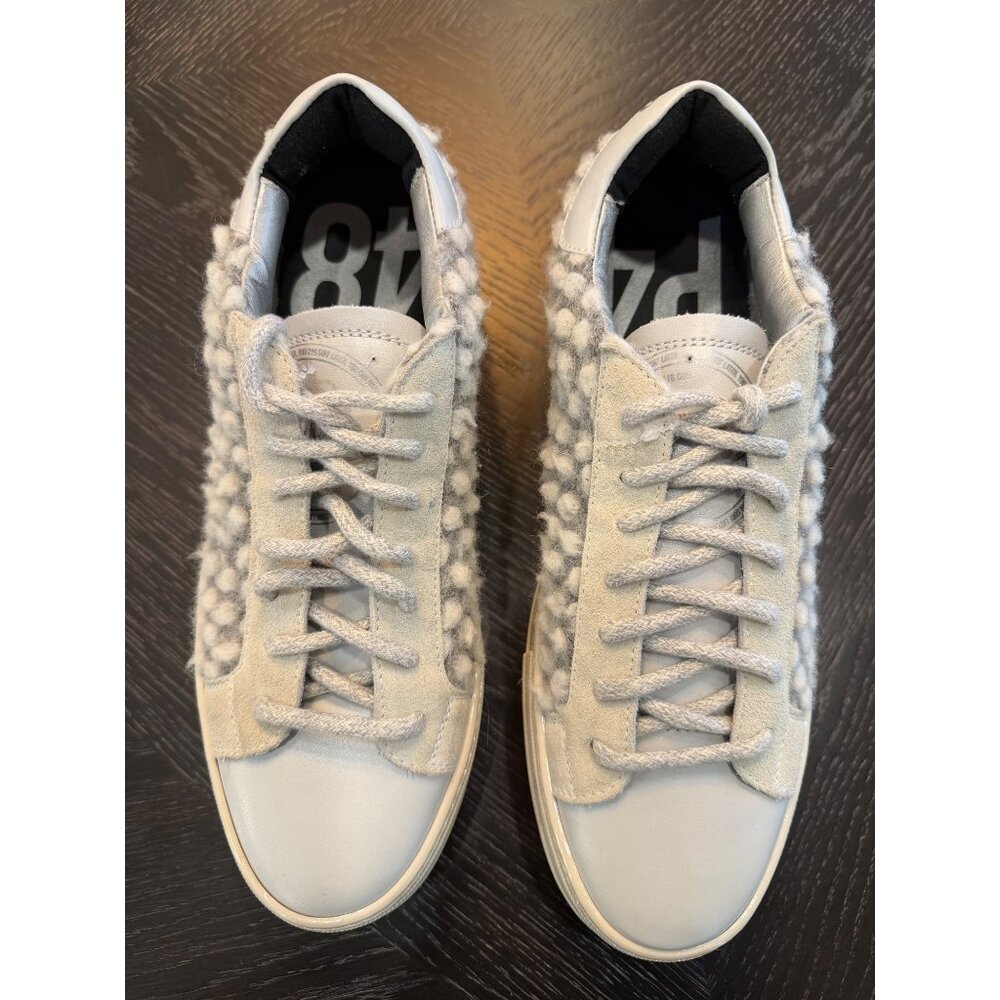 P448 Thea Luil Bubble Dotted Wool Platform Sneakers Grey White Women’s Size 42
